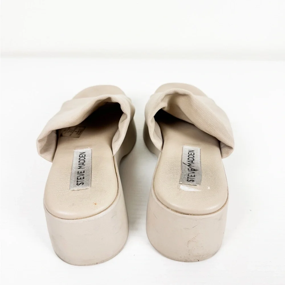 Steve Madden Slinky 30 Womens Slip On Open-Toe Platform Sandals Beige Cream Tan - Picture 6 of 7